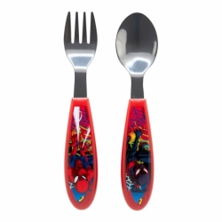 SET DE 2 CUBIERTOS METALICOS (CUCHARA Y TENEDOR) SPIDERMAN MOVING TARGET