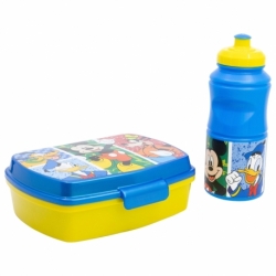SET VUELTA AL COLE (SANDWICHERA RECTANGULAR Y BOTELLA SPORT EASY HOLD 380 ML) EN CAJA  REGALO MICKEY HAS FUN