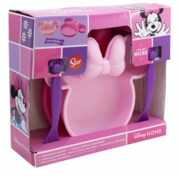 SET 4 PCS VAJILLA PP FORMA (PLATO, CUENTCO Y CUBIERTOS) EN CAJA MINNIE MOUSE SUNSHINE