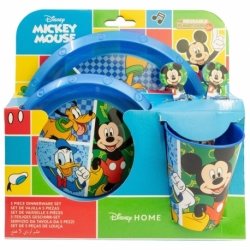 5 PCS EASY SET (PLATE, BOWL, TUMBLER, CUTLERY) (PLATE, BOWL, TUMBLER, CUTLERY) MICKEY HAS FUN