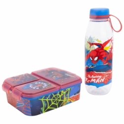 SET 2 PCS (BOTELLA AVENTURA Y SANDWICHERA MULTIPLE) SPIDERMAN