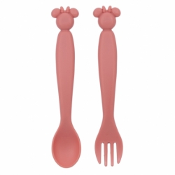 TODDLER 2 PCS CHARACTER SHAPED PP CUTLERY SET (SPOON AND FORK) MINNIE MOUSE HEART FULL