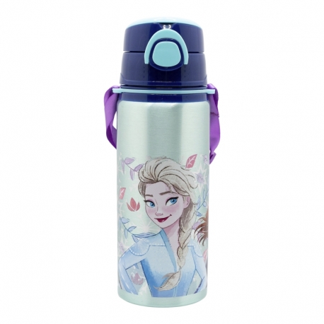 BOTELLA POP UP DE ALUMINIO CON CORREA 730 ML FROZEN SNOWY TALE