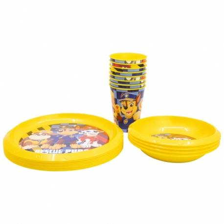SET FIESTA 20 PCS (PLATO, CUENCO, VASO) PAW PATROL