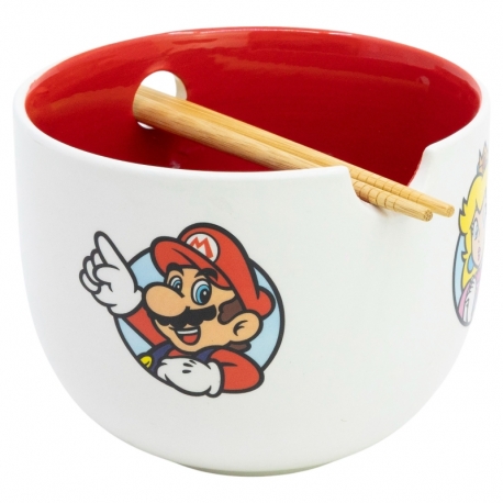 CERAMIC RAMEN BOWL WITH CHOPSTICKS IN GIFT BOX SUPER MARIO PROTAGONISTS
