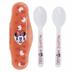 TODDLER 2 PCS PP SPOONS TRAVEL SET MINNIE MOUSE HEART FULL