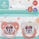 SET 2 CHUPETES TETINA ANATOMICA SILICONA 0 A 6 M CON FUNDA MINNIE MOUSE HEART FULL