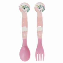 2 PCS PP CUTLERY (SPOON AND FORK) SET IN POLYBAG UNICORN RANGE