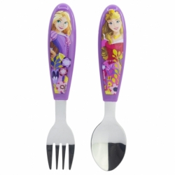 SET DE 2 CUBIERTOS METALICOS (CUCHARA Y TENEDOR) PRINCESS COURAGEOUS HEART
