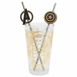 SET VASO CON DOS PAJITAS 480 ML MARVEL GOLDEN TREASURE