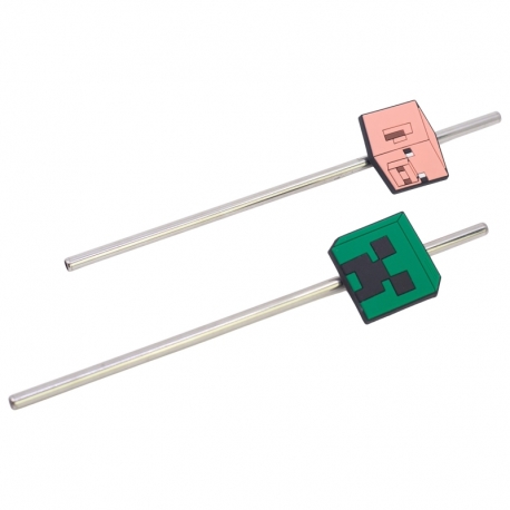 SET DOS PAJITAS 3D ACERO INOXIDABLE MINECRAFT ICONICMONO