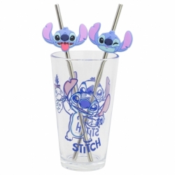 SET VASO CON DOS PAJITAS 480 ML STITCH ALOHA 
