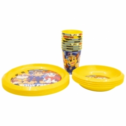 SET FIESTA 20 PCS (PLATO, CUENCO, VASO) PAW PATROL