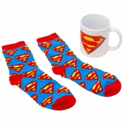 SET DE CALCETINES Y TAZA CERAMICA 325 ML SUPERMAN ICON