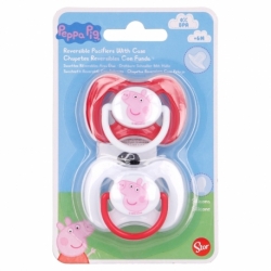 SET 2 CHUPETES TETINA REVERSIBLE SILICONA +6 M CON FUNDA PEPPA PIG LITTLE ONE